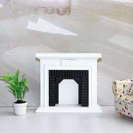 WANGCL Dolls House Fireplace White Mini Fireplace 1/12 Doll House Accessories Wooden Dolls House Furniture
