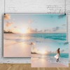Leowefowa 10x8ft Sea Beach Backdrop Seaside Beach Sunrise Sea Wave