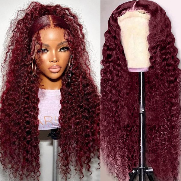 Kivolin Kivolin 99j Burgundy Lace Front Wigs Human Hair 28