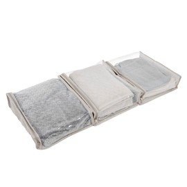 Household Essentials Under Bed Zippered Sweater Storage Bags with Clear Vision Panel, Set of 3, Silver,Gray