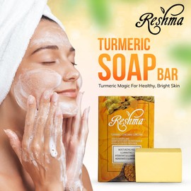 Reshma Beauty Turmeric Soap Bar for Face & Body Smooth Skin Natural Glow with Pure Turmeric Extract, Olive & Coconut Oil Gentle Cleanser for All Skin Types - (Pack Of 4), 5.05 oz Each