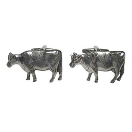 Kiola Designs Silver Toned Smooth Cow Cufflinks