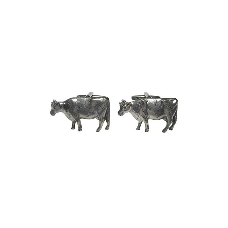 Kiola Designs Silver Toned Smooth Cow Cufflinks