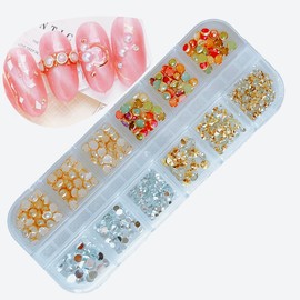 ALLZSMOOTHLY 3 Boxes Nail Rhinestones,Nail Gems Nail Diamonds,Nail Art Studs Nail Crystals Nail Sequins for Nails Kit with 1 Tweezers and 1 Pen for Nail Art Supplies Accessories