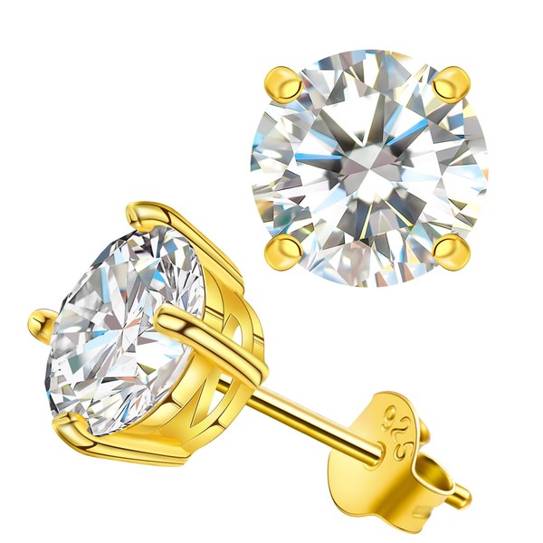 Moissanite Stud Earrings for Women, 2CT Lab Created Diamond Solitaire