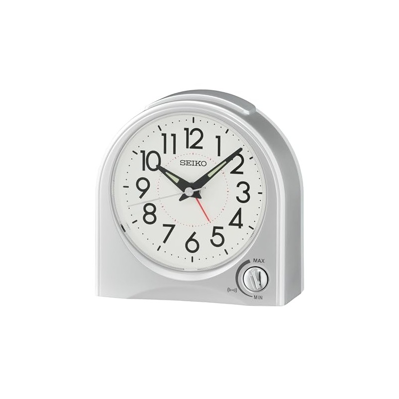 SEIKO Maris Non Ticking Desk/Alarm Clock, Silver