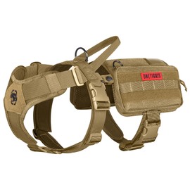 OneTigris Service Dog Vest Harness, Service Dog Cape Guardian Dog Molle Backpack with Pouches for Medium and Large Dogs (Brown, M)