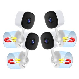 EVERSECU 2K Magnetic Security Camera for Home, Night Vision, Compact Pet Camera with Phone App, Motion Detection, 2-Way Audio, 2.4ghz WiFi Baby Monitor, Work with Alexa, Supports RTSP&ONVIF(4pack)