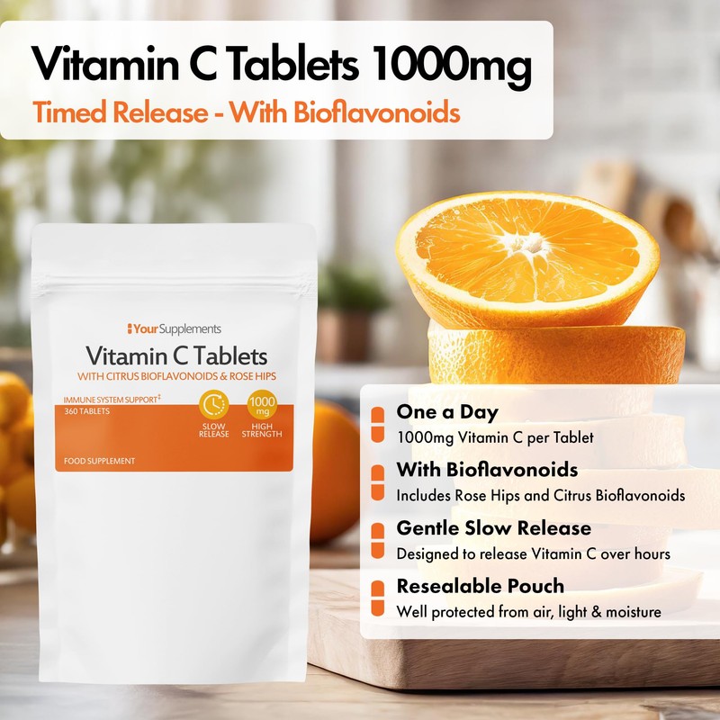 Vitamin C Tablets 1000mg | 360 Slow Release Tablets |
