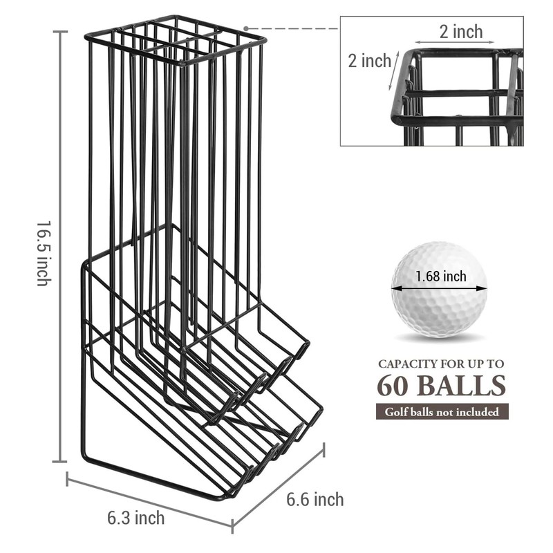MyGift 60 Capacity Golf Ball Basket Holder - Matte Black