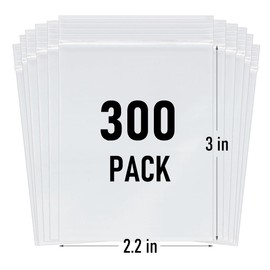 300 PCS Small Plastic Bags, 2.2 x 3 Inch Small Bags, Transparent Jewelry Bag Reclosable, Clear Mini Baggies, Resealable Poly Bag for Pill, Beads, Screws, Packaging
