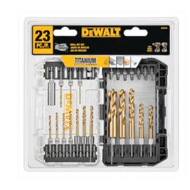 DEWALT 23 Pc Hex Titanium Nitride Twist Drill Bit Set, High Speed Steel Jobber Length Impact Ready Driver Bit Set (DD5165)