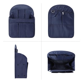 Surblue Backpack Organizer Insert Liner Hanging Travel Rucksack Purse and Handbag Insert Pocket, High-capacity Divider Foldable Nylon Shoulder Bag Organizer for Men and Women, (Navy, L)