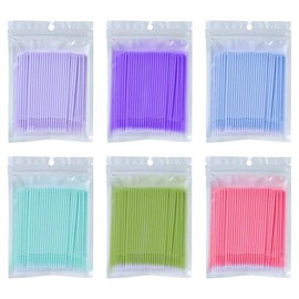 600 Pcs Micro Brushes, Micropore Brushes, Micro Applicator, Applicator Eyelash for Eyelashes Extensions 6 Color, for Makeup, Dental Care and More