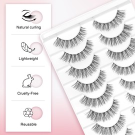 EXTENIFY Eyelashes Natural Look False Eyelashes Wipsy 14mm Short Natural Lashes 3D Volume Faux Mink Eyelashes That Look Like Extensions Lightweight 5 Pairs (10Pairs-Cute)