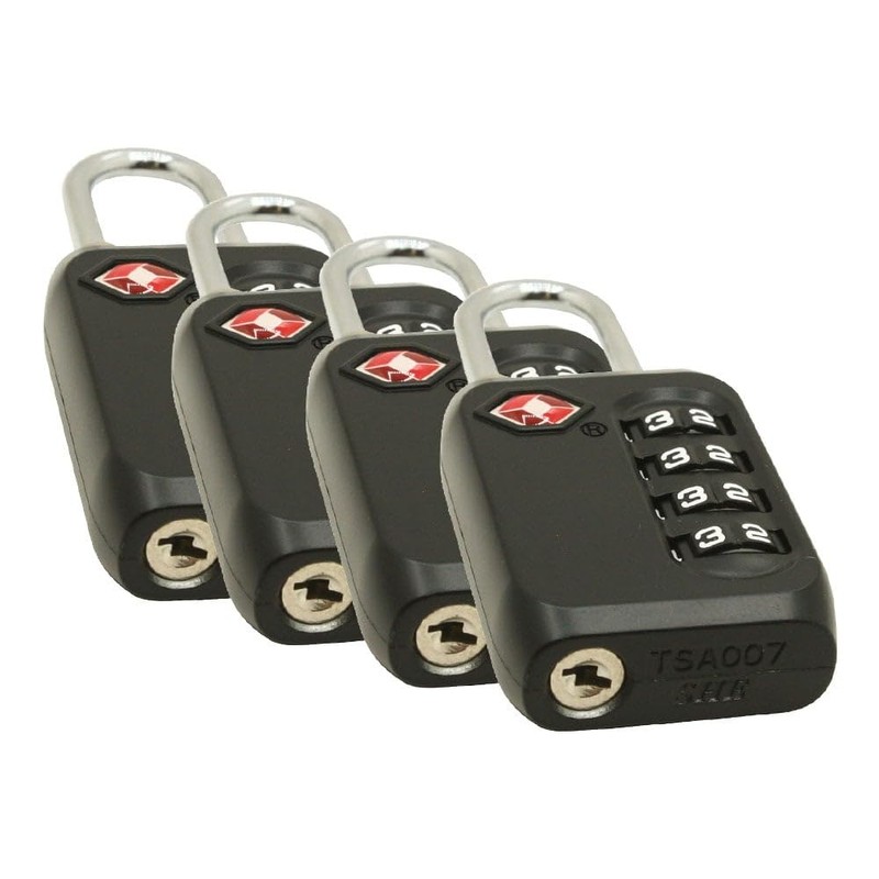 Primex 9507001 TSA-Approved 4-Digit Combination Luggage Locks – Black Zinc,