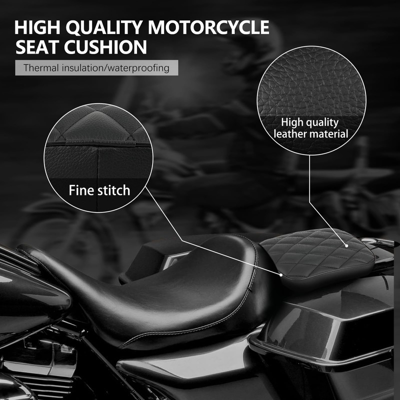 DREAMIZER Motorcycle Leather Pillion Rear Passenger Pad Seat 8 Suction