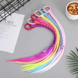 KAGNAL 12 Pieces Colored Braids Hair Extensions with Rubber Bands Ponytail Hair Extension for Girls Hair Accessories Colorful Synthetic Hairpieces