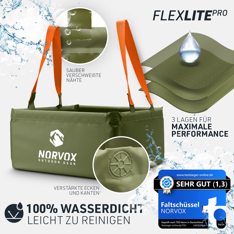 NORVOX Outdoor Folding Bowl – 15 L or 20 L