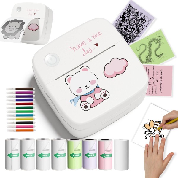 DOLEWA Mini Sticker Printer, Portable Thermal Inkless Sticker Maker with