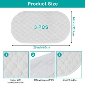 3pcs Nappy Changing Mat Cotton Breathable Waterproof Changing Mat Liner Washable Reusable Cotton Urinal Pad Nappy Changing Table Cover for Home Travel