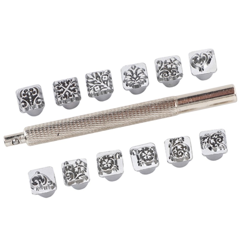 12Pcs Stamping Punch Tool Tang Dynasty Flower Design DIY Vegetable