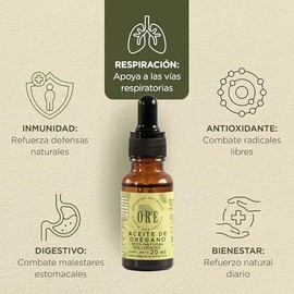 ORE Aceite de Orégano Silvestre 20 ml | 80% Carvacrol | Uso Oral y Tópico | Goteo Preciso | Producto Natural Mexicano