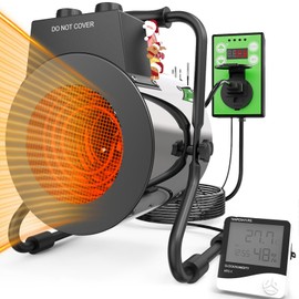 Buyplus Greenhouse Heater with Digital Thermostat, 1500W Outdoor Heaters for Patio, Electric Space Heater for Patio, Garage, Greenhouse, Flower House, Silver