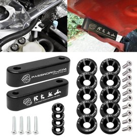 Xotic Tech JDM Front Hood Vent Space Riser Spacer Modification + Fender Bumper Washer Engine Bolt Bay Dress Up Kit, Aluminum Alloy Billet Compatible with Honda Civic CRX, Acura Integra (Black)