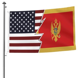 Double-Sided Torn Style American And Montenegro Flags Flag 5x8 Ft Durable Outdoor Banner 100% Polyester Home Patio Decor Flags