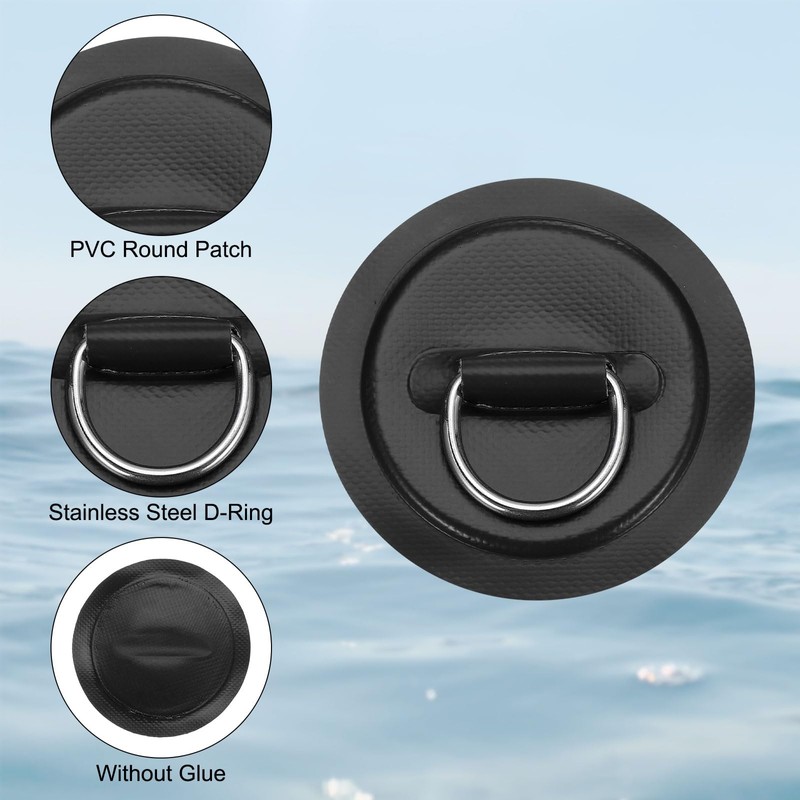 PATIKIL D-Ring Patch, 6 Pcs Stainless Steel D-Ring PVC Patch
