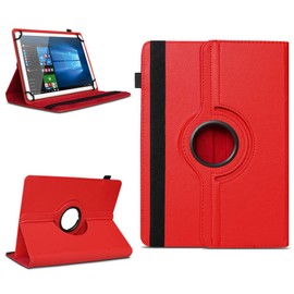 na-commerce Robust Universal Protective Case for 10-10.1 Inch Tablet, Made of High-Quality Artificial Leather, 360° Rotatable Case, Stand Function, red