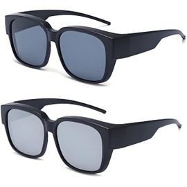 RuiJinGen Fit over Sunglasses Polarized for men and women UV Protection Driving Fishing Oversized Glasses Style B (GreySilver), Style B Greysilver, Medium