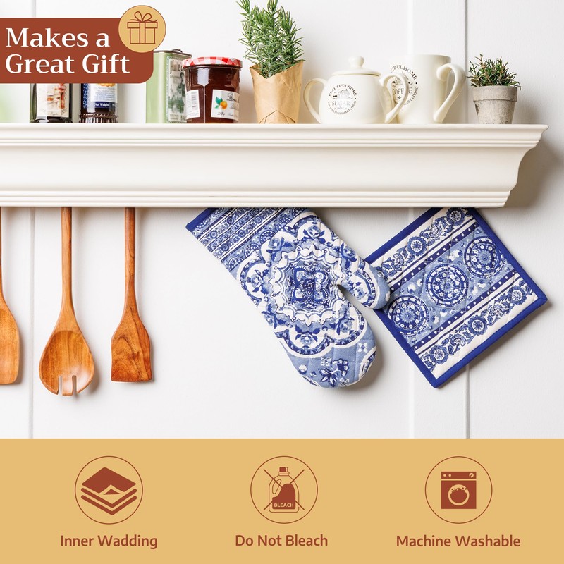 Maison d' Hermine 100% Cotton Oven Mitt & Pot Holder