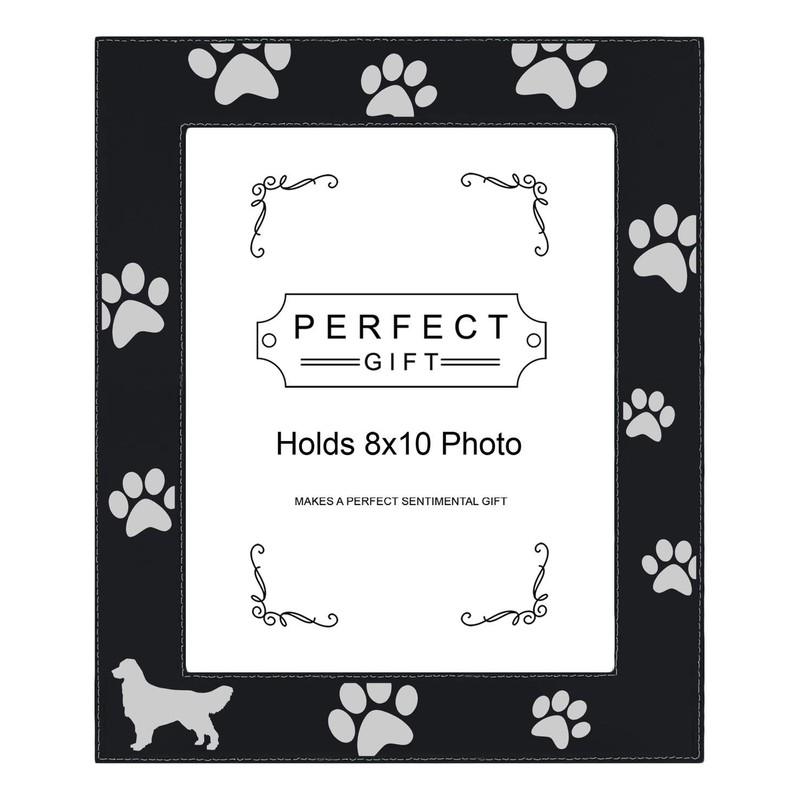 ThisWear Large Photo Frame Golden Retriever Paw Prints 8x10 Leatherette