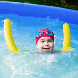 ASAB Swimming Pool Noodle | Swim Aid, Aqua Aerobics, Exercise Noodle | Float Aid Vertical | Flexible, Soft & Durable Foam Sticks | Support For Kids and Adults Training Swim Noodle (YELLOW 2 PACK)