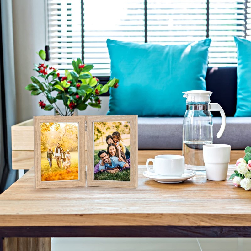 Czemo Wooden Picture Frame for 2 Photos Foldable Picture Frame