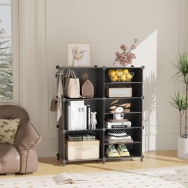 AWTATOS Closet Organizer 6 Cube Storage Shelves Portable Closet Clothes Organizers and Storage Stackable Cubby Shelving for Closet Bedroom Living Room Office Black