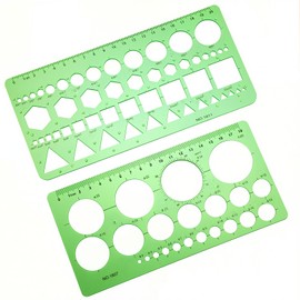 2 Pcs Circle Template, Transparent Circle Drawing Tool Drafting Stencil Drawing Aid Tool Geometric Oval Formwork Ruler Measuring Tools Green Plastic Ruler for Painting Design