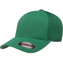 Flexfit Unisex Ultrafibre Airmesh Fitted Trucker Hat, Green/Maroon, Small-Medium