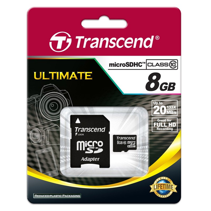 Transcend Extreme-Speed Micro SDHC Memory Card Class 10 8 GB