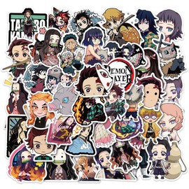 Pack of 100 Demon Slayer Stickers, Demon Slayer Sticker Pack, Anime Stickers, Cartoon Stickers, Waterproof Vinyl Stickers for Laptop, Skateboard, Car, Luggage, Children, Adults, Graffiti Sticker Pack