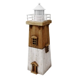 Rustic Wood Lighthouse Decor with Light Tabletop Nautical Decor, Wooden Lighthouse Nautical Decoration Beach Themed Decoration Coastal Decor Lighthouse Decoration for Home Mediterranean Decor