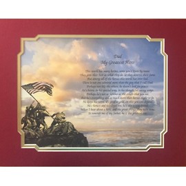 Cazual Creations Marine's Gift for Dad My Greatest Hero Birthday Veterans Day Military Marines Art Print