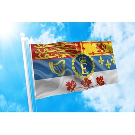 DMSE Canada Royal Standard The Queen's Personal Canadian Flag 3X5 Ft Foot 100% Polyester 100D Flag UV Resistant (3' X 5' Ft Foot)