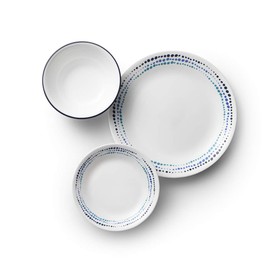 Corelle Vitrelle 18-Piece Service for 6 Dinnerware Set Triple Layer Glass and Chip Resistant, Lightweight Round Plates and Bowls Set, Ocean Blue