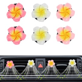 XLIUAX 6Pcs Flower Air Freshener Car Clips, Hibiscus Air Vent Clips, Cute Hawaiian Car Clip with Cotton Pads for Women Vent Accessories Aesthetic Interior Decor Gift