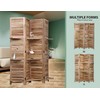 4 Panel Wood Room Dividers with Shelves Folding Privacy Screens
