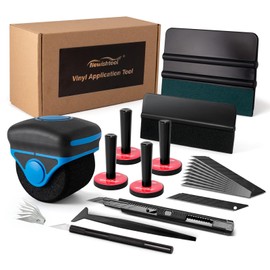 NEWISHTOOL Tinting Kit Vinyl Wrap Tool with Sponge Rivet Roller, 4 PCS Car Wrapping Magnet Holder, Felt Squeegee for Vinyl, Micro Tuck Tool, Razor Blade Cutter, Utility Knife Set for Sign Making Tints