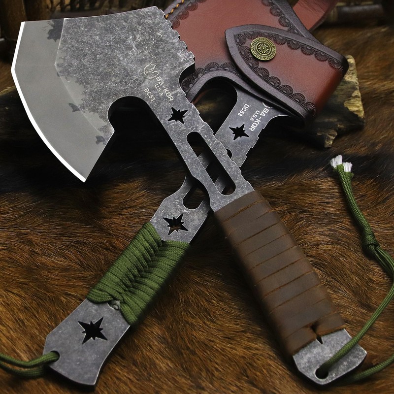 BA-KOR 12.2-inch DC53 Steel 10mm Thick Multi-Functional Survival Axe for
